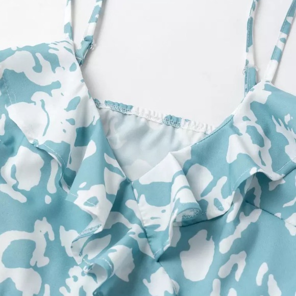 Teal Ruffle Split Hem Summer Maxi Dress - Picture 8 of 8